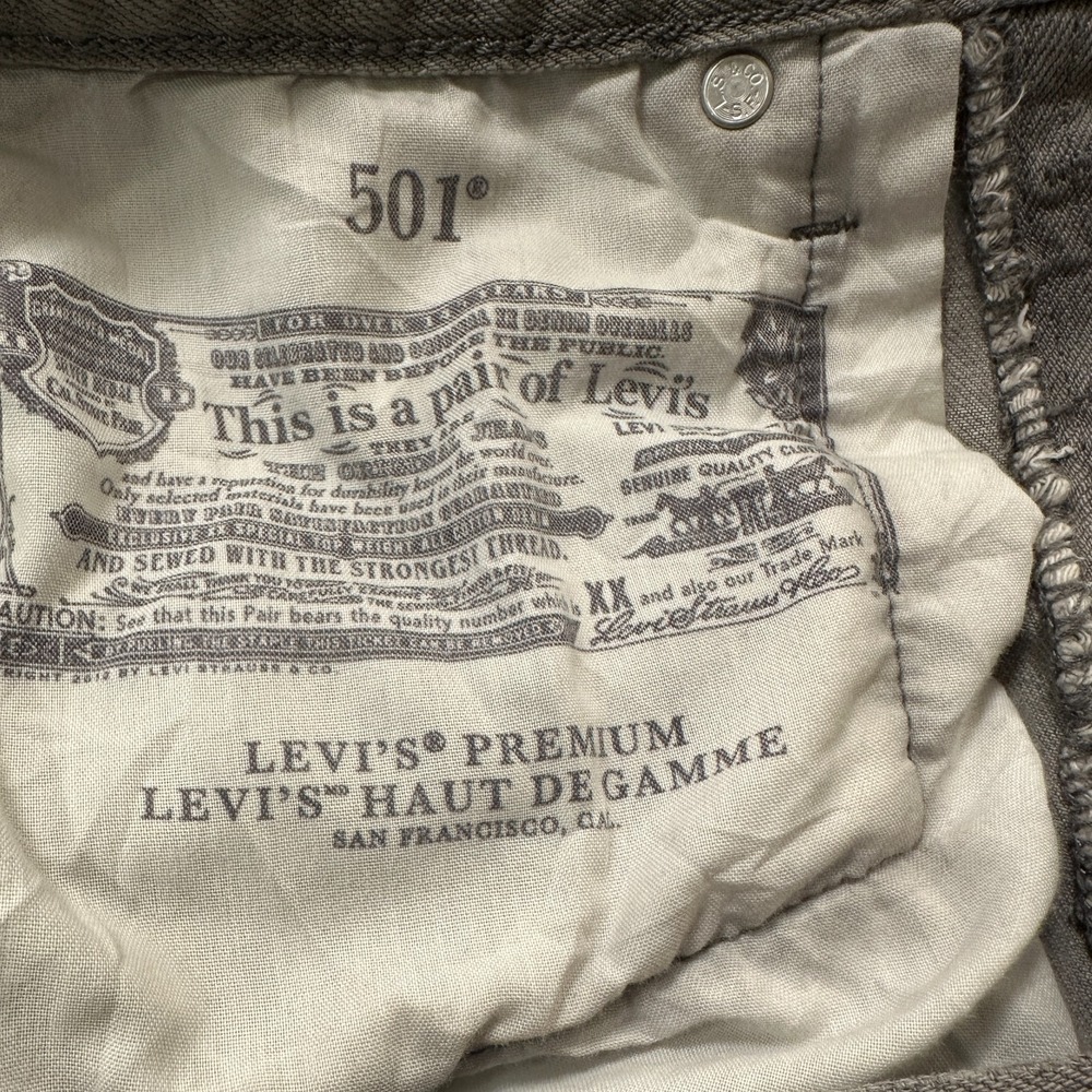 Levi's 501 Premium Jeans Womens W27 L26‎ Gray Button Fly 100% Cotton Straight - Picture 15 of 15